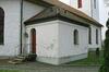 Sakristian invid långhusets nordfasad på Horreds kyrka, från NÖ.