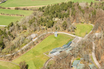 Flygfoto över Augerums griftegård tagen från sydost