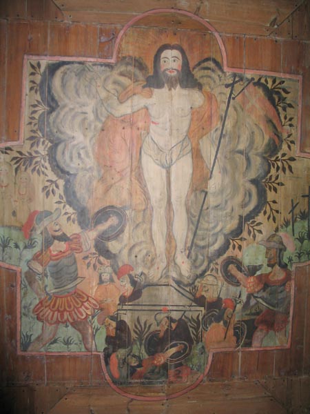 Takmålning i sakristian. Ursprungligen från den gamla kyrkan.