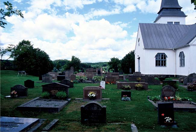 Kyrkogårdens södra del .