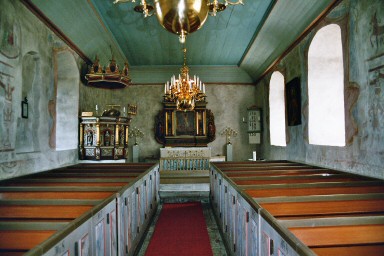 Västra Gerums kyrka, vy mot koret. Neg.nr. 04/206:13.jpg.
