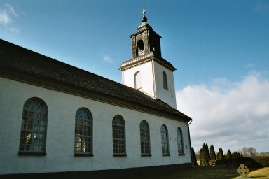 Exteriör av Särestads kyrka från nordost. Neg.nr. 03/286:12. JPG.
