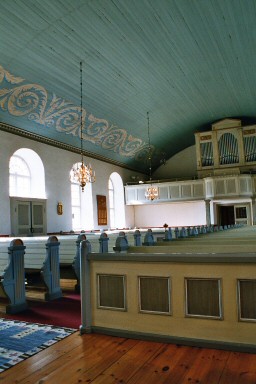 Interiör från öster av Särestads kyrka. Neg.nr. 03/288:18. JPG.