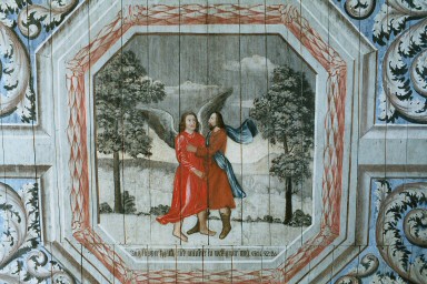 Takmålning skildrande Jakobs kamp med ängeln. Neg.nr. 03/298:02. JPG.