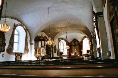 Interiör av Norra Fågelås kyrka. Neg.nr. 03/237:15. JPG.