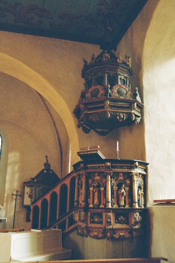 Predikstol av Andreas Smaltz i Ransbergs kyrka. Neg.nr. 03/228:08. JPG.