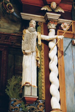 Detalj av altaruppsats i Habo kyrka. Neg.nr. 04/180:06. JPG.