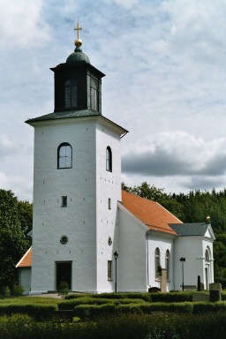 Exteriör av Sandhems kyrka, uppförd i empire 1841. Neg.nr. 04/174:17. JPG. 