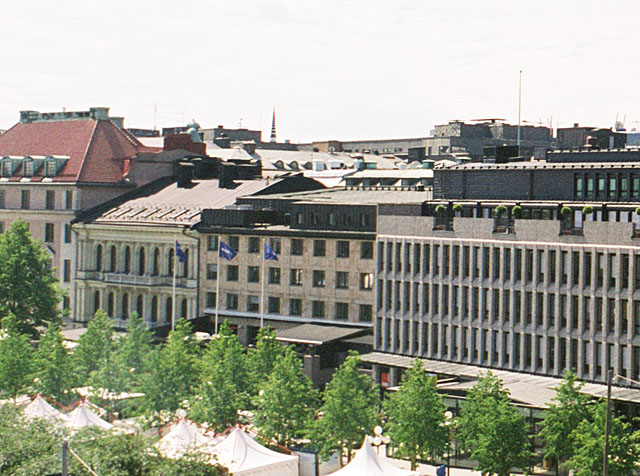 Kungliga Trädgården 5, hus 1, foto från nordost, Hamngatan - Kungsträdgården