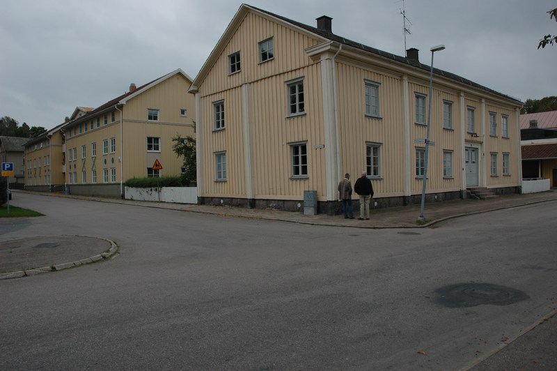 Brantenbergska huset i hörnet av Rålinsgatan (fd.Plantagegatan),till vänster, och Hamngatan till höger.