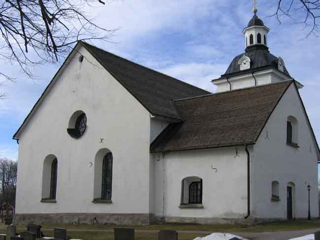 Viby kyrka, exteriör östra fasaden samt sakristia i norr
