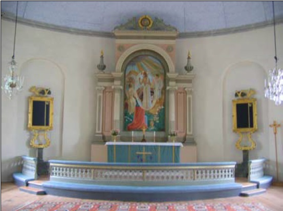 I mitten av
1950-talet får kyrkan den altarmålning som
finns idag.