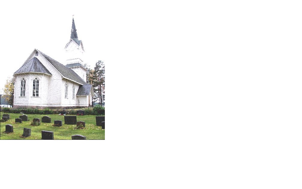 Tyngsjö kyrka med omgivande kyrkogård sedd från öster med det utbyggda polygonala och smalare korabsiden i öster.