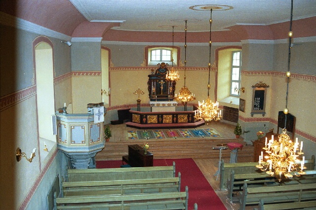 Bjurums kyrka interiör långhus och kor. Negnr 01/265:29