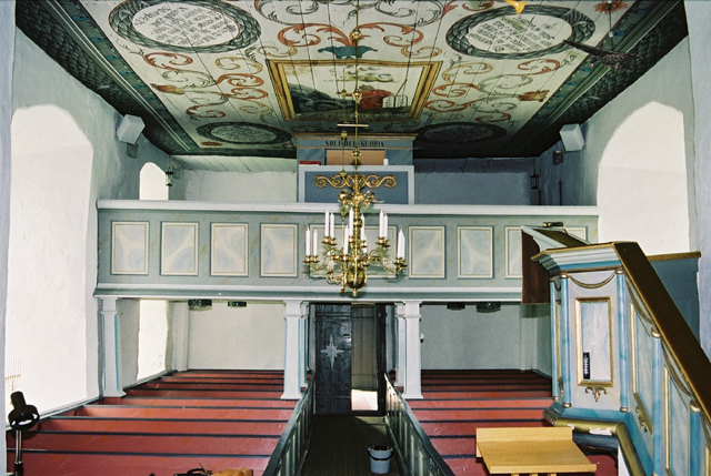 Solberga kyrka interiör västparti. Negnr 01/270:7a