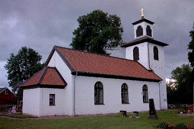 Håkantorps kyrka exteriör nordostvy. Negnr 01/281:35