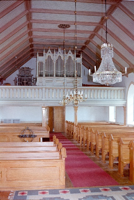 Vistorps kyrka interiör västparti. Negnr 01/273:36a