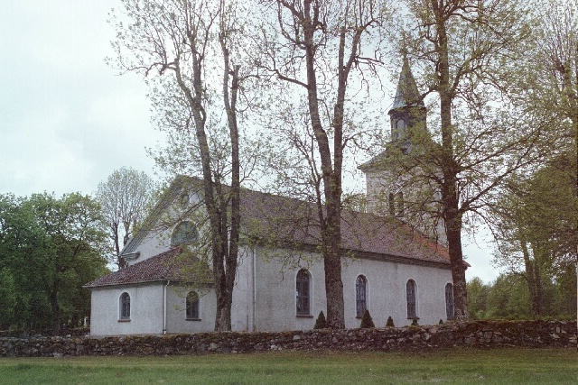 Grolanda kyrka exteriör nordöst. Negnr 01/266:14a