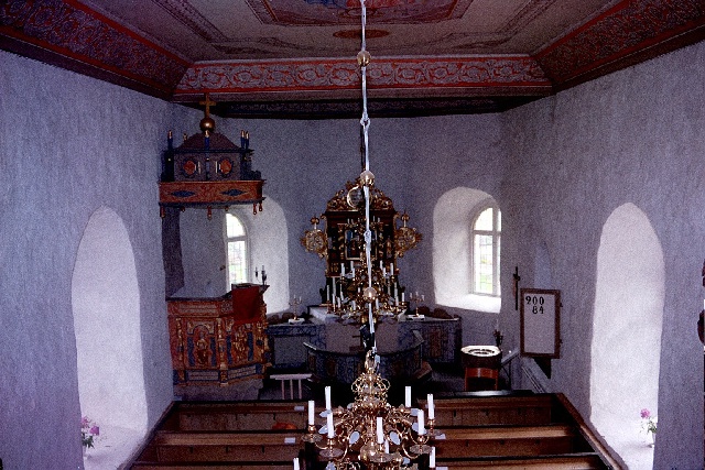 Sörby kyrka interiör korparti. Negnr 01/281:23