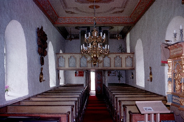 Sörby kyrka interiör västparti. Negnr 01/281:16