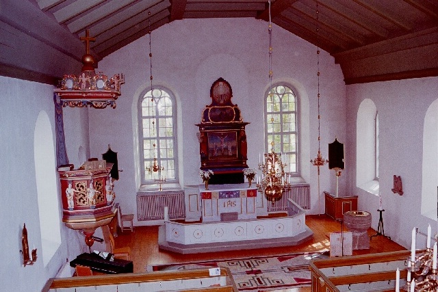 Brismene kyrka interiör korparti. Negnr 01/267:5