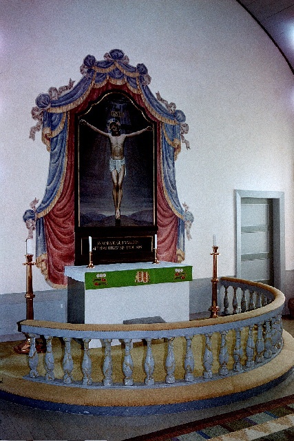 Ullene kyrka interiör altare och altartavla. Negnr 01/273:6a