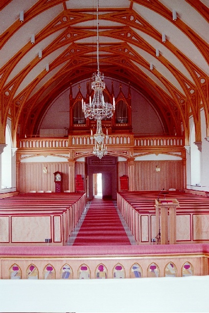 Norra Åsarps kyrka interiör västparti. Negnr 01/268:21a