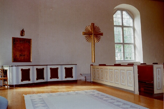 Stenstorps kyrka interiör korbänkar. Negnr 01/266:36a