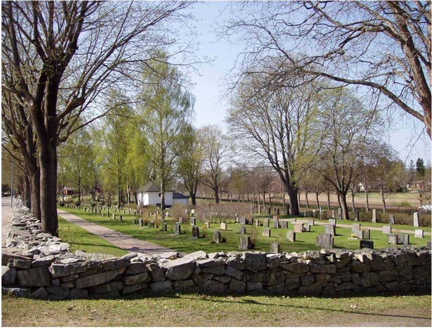 Västra delen av kyrkogården, sedd från norr. 