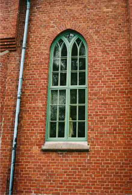Ny kyrka från söder. Detalj fönster.