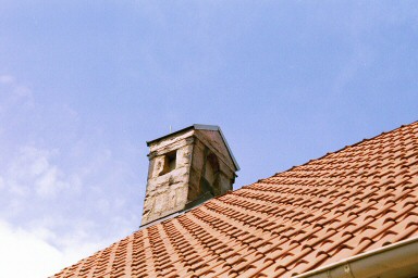 Härjevads kyrka, överbyggd skorsten. Neg.nr 03/165:20