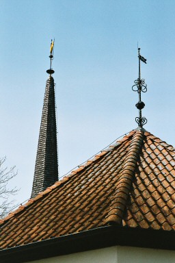 Karaby kyrka, kor - och torntak. Neg.nr 03/166:13