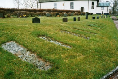 Sydöstra delen av Norra Härene kyrkogård, liljestenar.  Neg.nr 03/173:06.jpg
