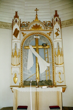 Altaruppsatsen i Äspereds kyrka gjordes av Anders Johansson från Tvärred.