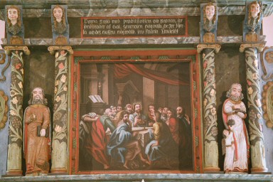 Detalj av altaruppsats i Essunga kyrka. Neg.nr. 04/152:04. JPG.