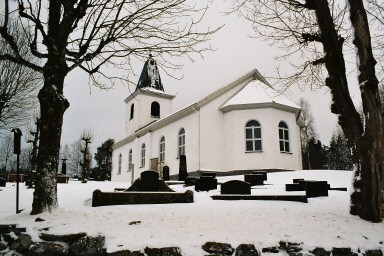 Murums kyrka och kyrkogård från sydost. Neg.nr. B963_004:02. JPG. 