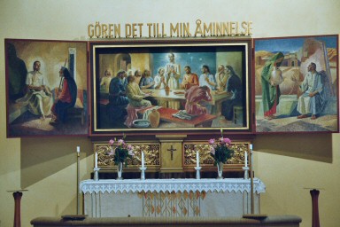 Altartavla av Gunnar Torhamn från 1940 i Vists kyrka. Neg.nr. B963_042:02. JPG.