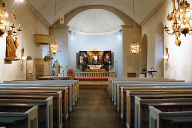 Interiör av Kullings-Skövde kyrka. Neg.nr. B961_046:12. JPG.
