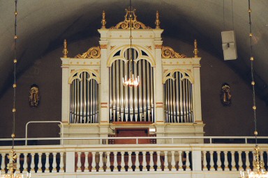 Orgelläktare i Kullings-Skövde kyrka. Neg.nr. B961_046:17. JPG.