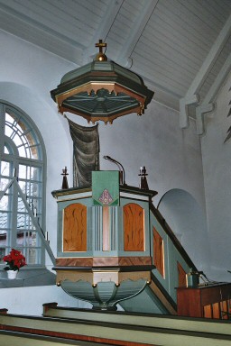Predikstol i Södra Härene kyrka. Neg.nr. B961_037:18. JPG.