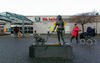 Skulptur "Dockvagn" av Gunnel Friberg på östra förplatsen. Till vänster entrén med skärmtak. Foto från SO. 

SAK01162 Sthlm, Sätra, Högsätra 10, Sätra torg 18,20,




