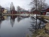 Sjövy - Långbans herrgård, hyttan till vänster.
