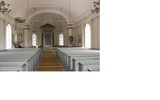 Svartnäs kyrka, interiör bild av kyrkorummet sett mot koret i öster. 