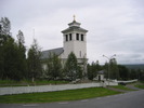 Tännäs kyrka med omgivande kyrkogård, vy från nordväst. 