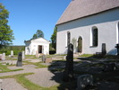 Skogs kyrka med omgivande kyrkogård med gravkapellet, vy från sydöst. 